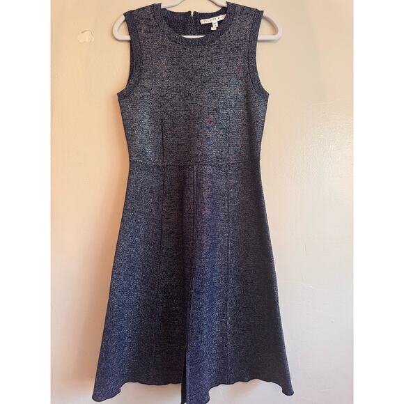 VERONICA BEARD FOLEY SLEEVELESS METALLIC FLARE MIDI DRESS sz M - Picture 10 of 11